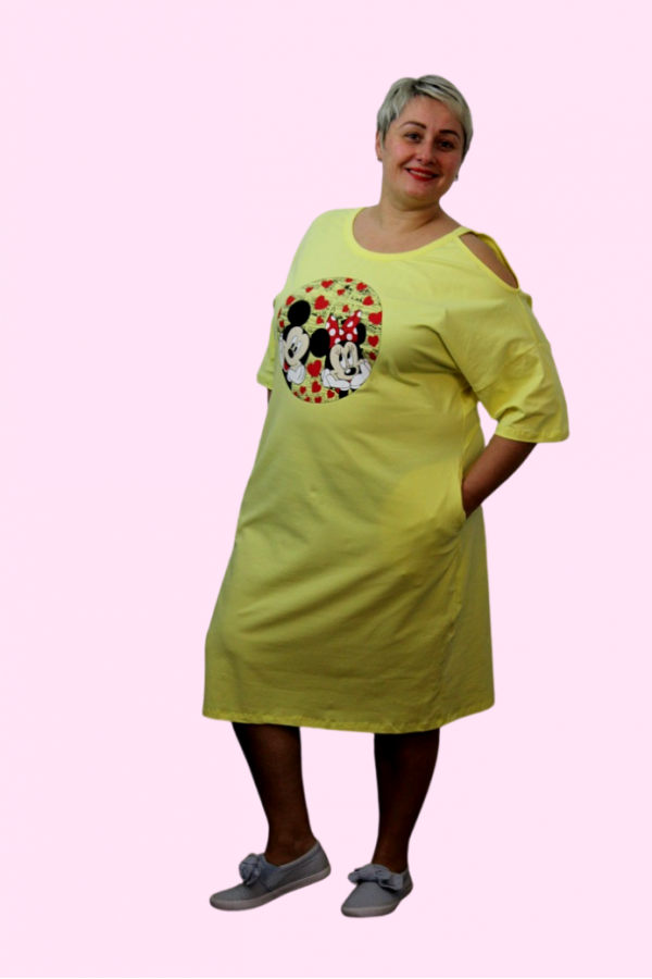 Bavlnené šaty pre moletky s motívom Disney - žlté